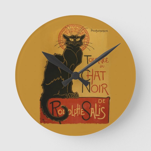 Horloge Ronde Tournee de Conversation Noir Chat noir (Recto)