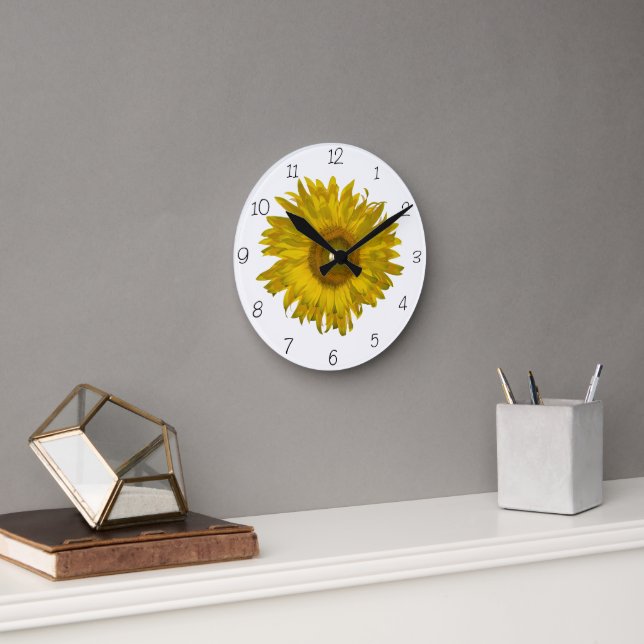 Horloge Ronde Tournesol jaune (Bureau)