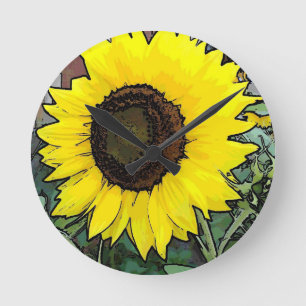 Horloge Ronde Tournesol jaune