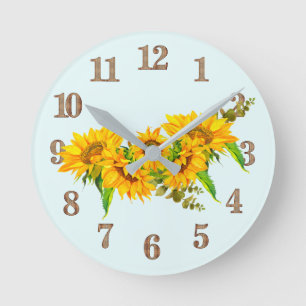 Horloge Ronde Tournesols ensoleillés