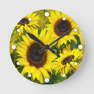 Horloge Ronde Tournesols ensoleillés