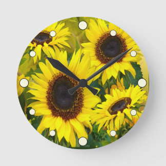 Horloge Ronde Tournesols ensoleillés