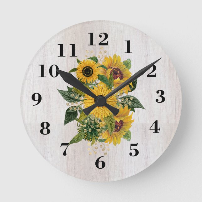 Horloge Ronde Tournesols rustiques (Recto)