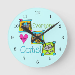 Horloge Ronde Tout le monde aime les chats