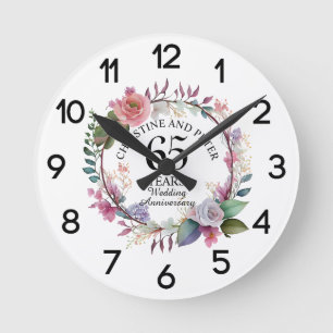 Horloge Ronde Tout mariage (65) Anniversaire floral élégant