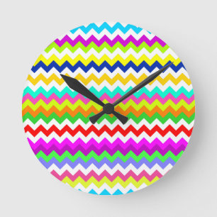 Horloge Ronde Tout sauf Gray Chevron Stripes