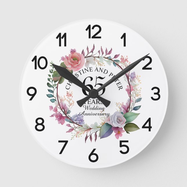 Horloge Ronde Toute élégante fête de mariage (65) Florale pour u (Recto)