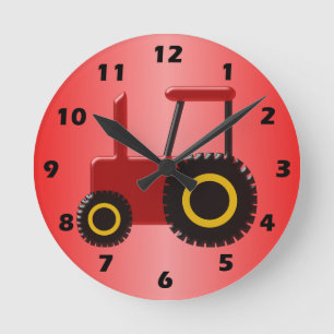 Horloge Ronde Tracteur rouge