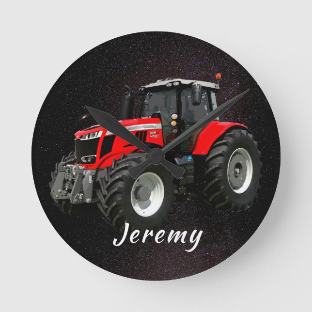 Horloge Ronde Tracteur rouge moderne  (Recto)