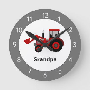Horloge Ronde Tracteur rouge personnalisé