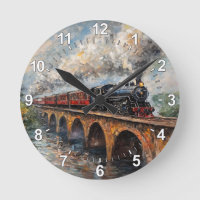 Train à vapeur sur un pont - Peinture à l'huile