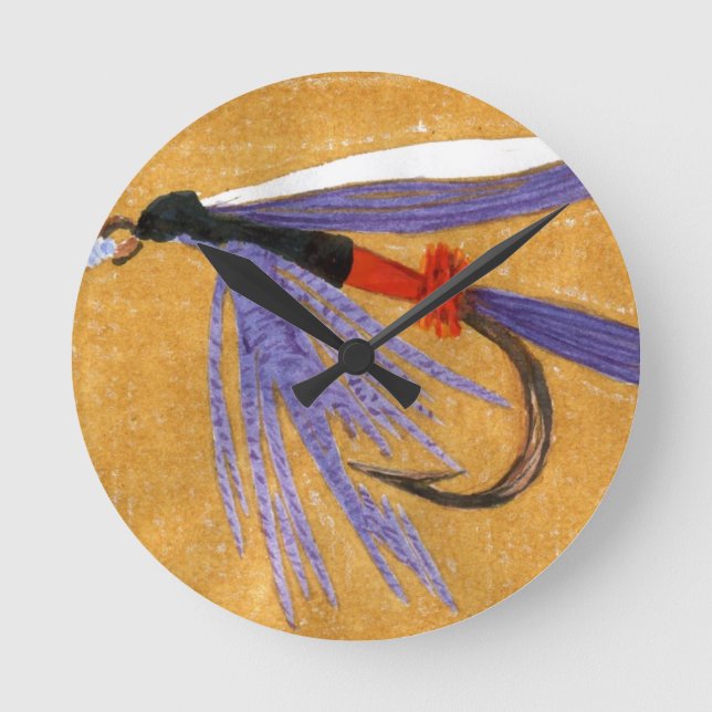 Horloge Ronde "Train de marchandises" pêche à la mouche attache  (Recto)