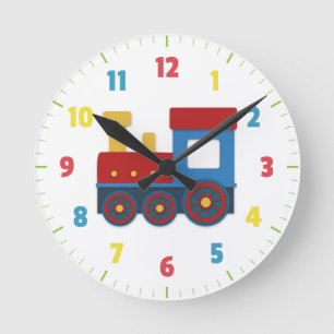 Horloge Ronde Train Mignon et Coloré pour la Chambre de Garçon