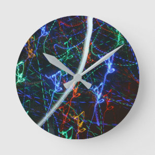 Horloge Ronde Traînées de lumière néon Photographie abstraite. C
