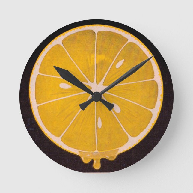 Horloge Ronde tranche de citron jaune vif (Recto)