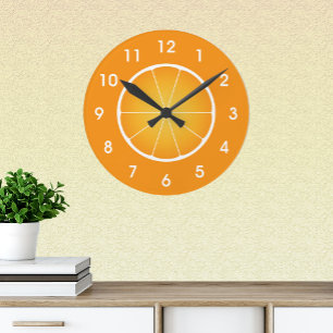 Horloge Ronde Tranche de fruit orange juteux cool avec des chiff