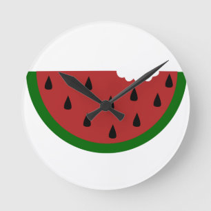 Horloge Ronde tranche de fruits mordu pastèque