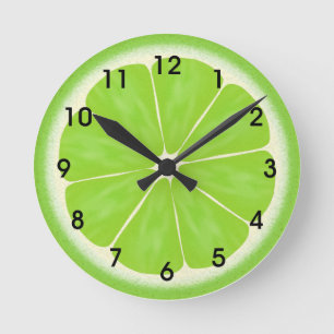 Horloge Ronde Tranche verte d'agrumes de chaux