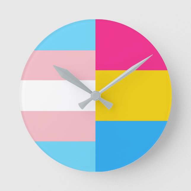 Horloge Ronde Transgender Pansexual Dual Pride Flag (Recto)