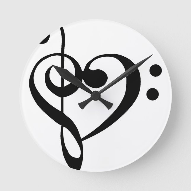 Horloge Ronde Treble Clef Base Clef Heart (Recto)