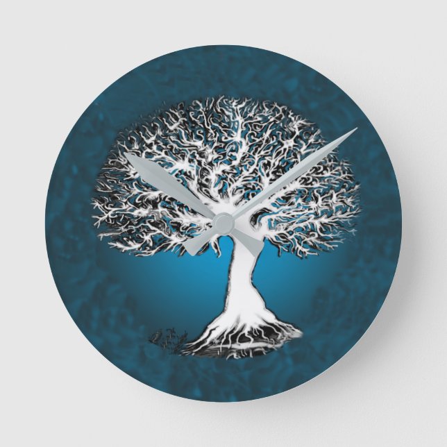 Horloge Ronde Tree Of Life Blue Round Clock Unique (Recto)