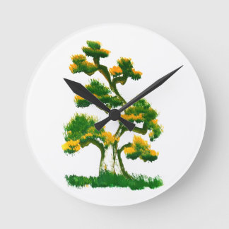 Horloge Ronde Tree Painting by Elephant