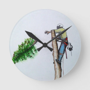 Horloge Ronde Tree Surgeon Arborist at work present