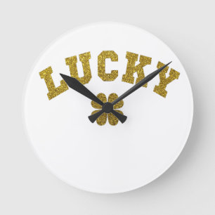 Horloge Ronde Trèfle Chanceux Saint Patrick