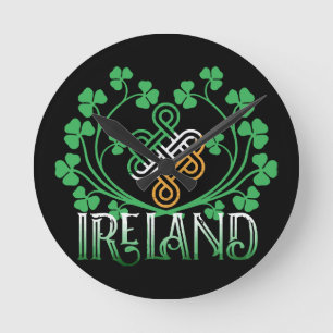 HORLOGE RONDE TRÈFLE IRLANDE