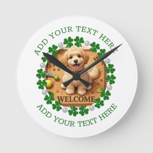 Horloge Ronde Trèfle personnalisé de la Saint-Patrick avec perle