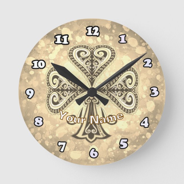 Horloge Ronde Trèfles poker (Recto)