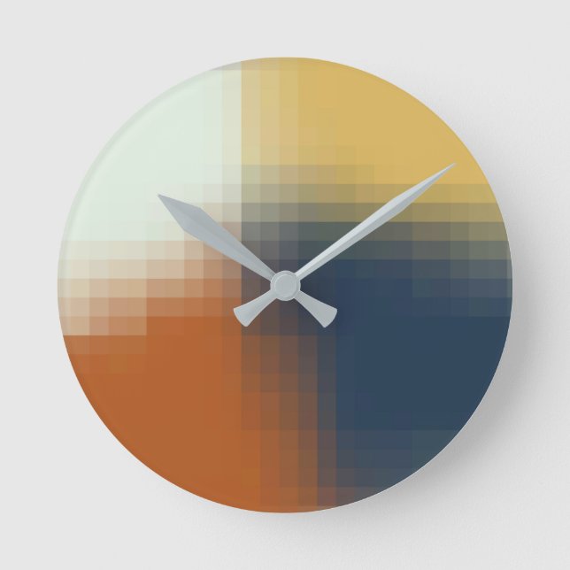 Horloge Ronde Trendy modern Orange Blue Yellow Unique Pattern (Recto)