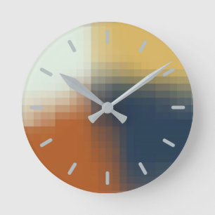 Horloge Ronde Trendy modern Orange Blue Yellow Unique Pattern