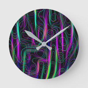 Horloge Ronde TRÈS COOL Motif incurvé néon multicolore