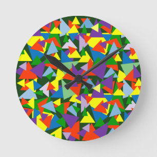 Horloge Ronde Triangles du Colorful