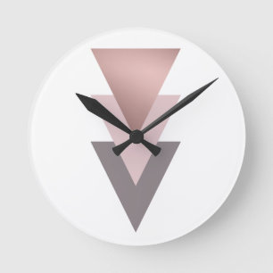 Horloge Ronde triangles géométriques d'or rose clair élégant