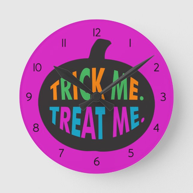 Horloge Ronde Trick Me Traite, Halloween Multi-Couleur (Recto)
