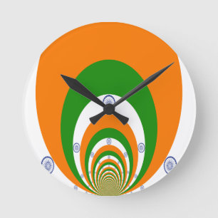 Horloge Ronde Tricolor d'un safran très profond, blanc VERT