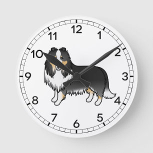 Horloge Ronde Tricolor Rough Collie Cute