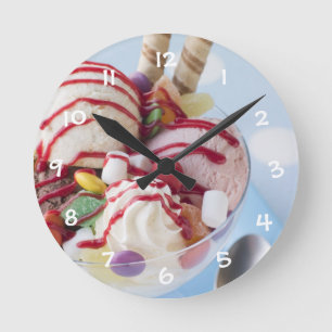 Horloge Ronde Trio de crème glacée et de sundae doux
