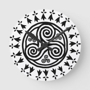 Horloge Ronde Triskel et hermines bretons