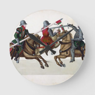 Horloge Ronde Trois chevaliers à un tournoi, plat 'd'un Histo