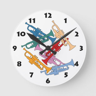 Horloge Ronde Trompette Colorée