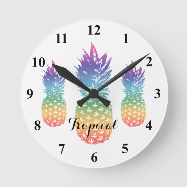 Horloge Ronde Tropcal pineapple print custom kitchen clock (Recto)
