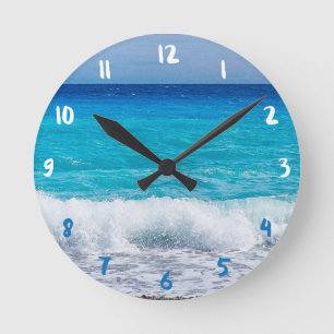 Horloge Ronde Tropical Beach Turquoise Water Blue Ocean Sea Foam
