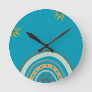 Horloge Ronde Tropical blue teal