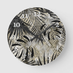 Horloge Ronde Tropical, Botanique, peau de serpent, feuilles, pa