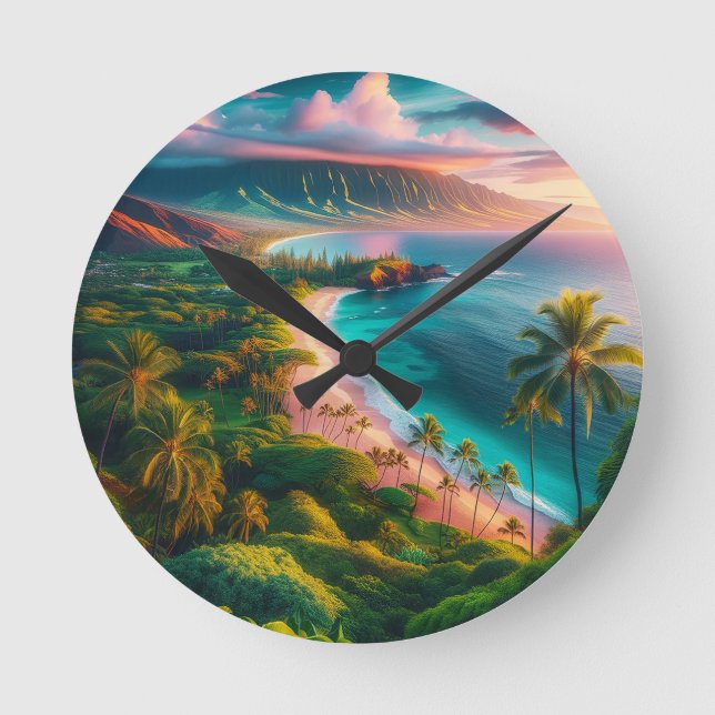 Horloge Ronde Tropical Maui Island Paradise (Recto)