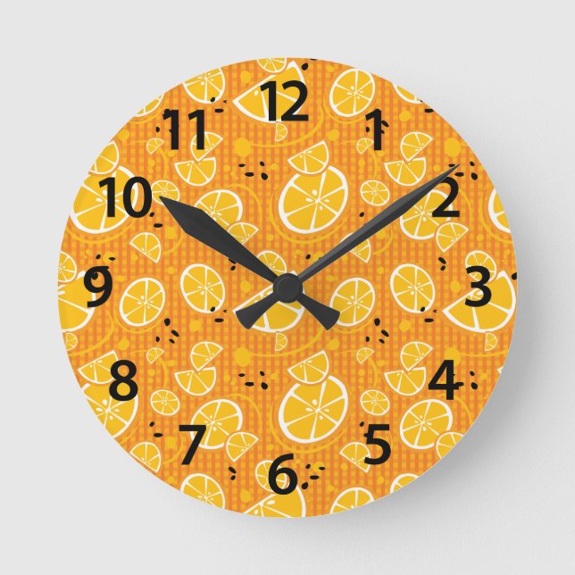 Horloge Ronde Tropical Orange Slices Wedges Citrus Fruit d'été (Recto)