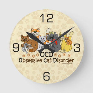 Horloge Ronde Trouble obsessif de chats OCD